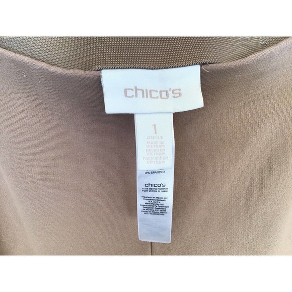 Chico's Slacks Women's Sz1 Tan Cotton/Spandex Cropped Pre-Owned - Picture 3 of 9